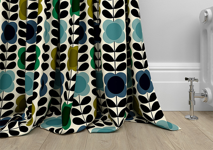 Orla Kiely Spot Flower Stem, Blue & Green - Made to Measure Curtains - Image 6